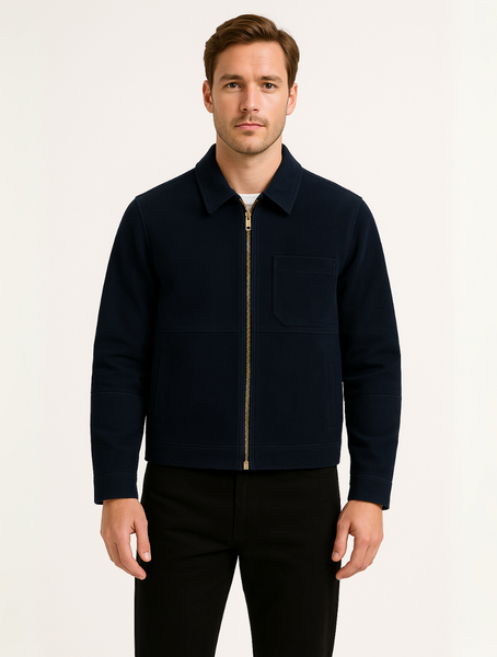 Suede Jacket Navy Blue for Men – Timeless Old Money Outerwear